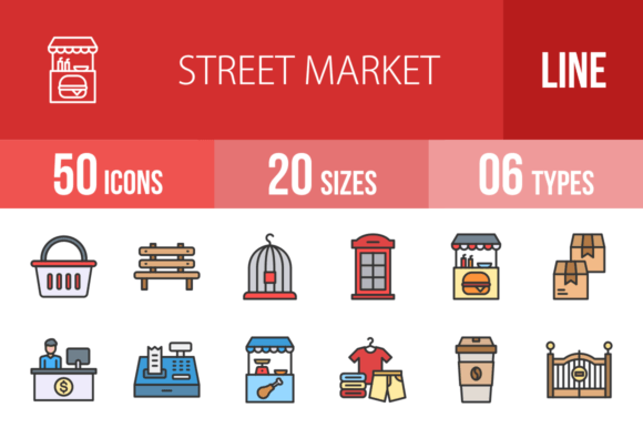 50 Street Market Filled Line Icons: A Practical Guide for Visual Communication