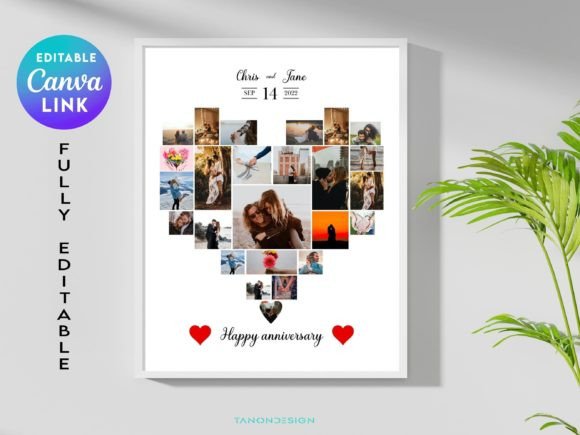 Editable Heart Photo Collage Template: A Personalized Anniversary Gift