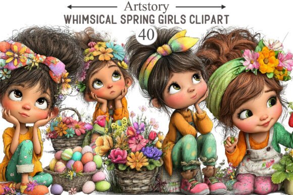 Integrating Whimsical Spring Girls Clipart into Your Creative and Business Workflows