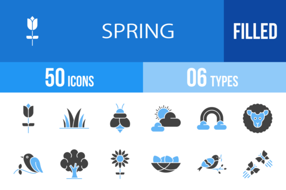 Spring Blue Black Icons: 50 Essential Designs for Creators