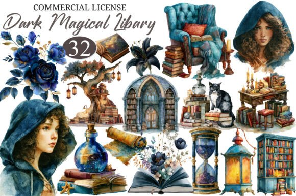 Unlocking the Narrative: How Dark Magical Library Clipart Fuels Modern Design