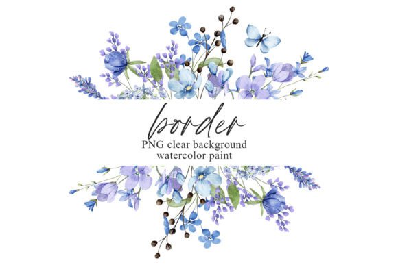 Watercolor Blue Flower Frame Border: Creative PNG Clipart Uses