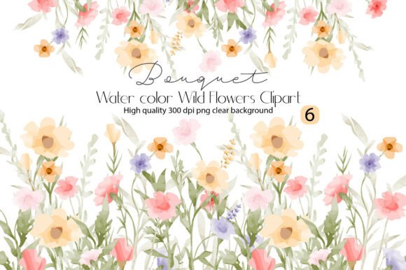 Watercolor Wild Flowers Clipart: A Versatile Design Solution for Modern Creators