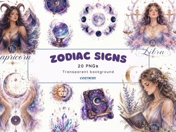 Zodiac Sign Watercolor Clipart: A Guide for Creative Projects
